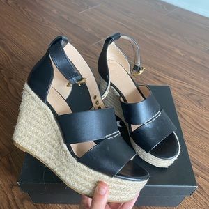 Black Leather Coach Platforms